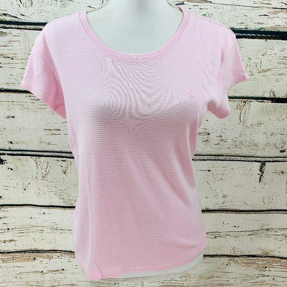 Ralph Lauren Sport Top Short Sleeve Pink White XL